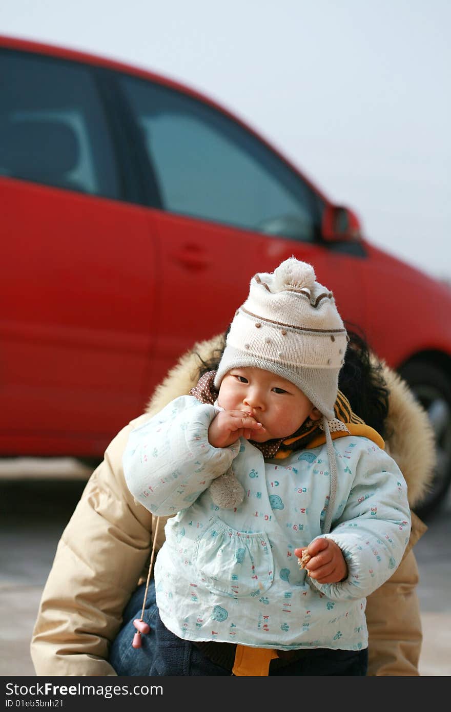 Chinese baby look at camera