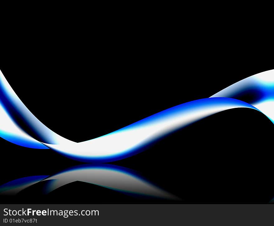 Blue and white wave on black background. Blue and white wave on black background