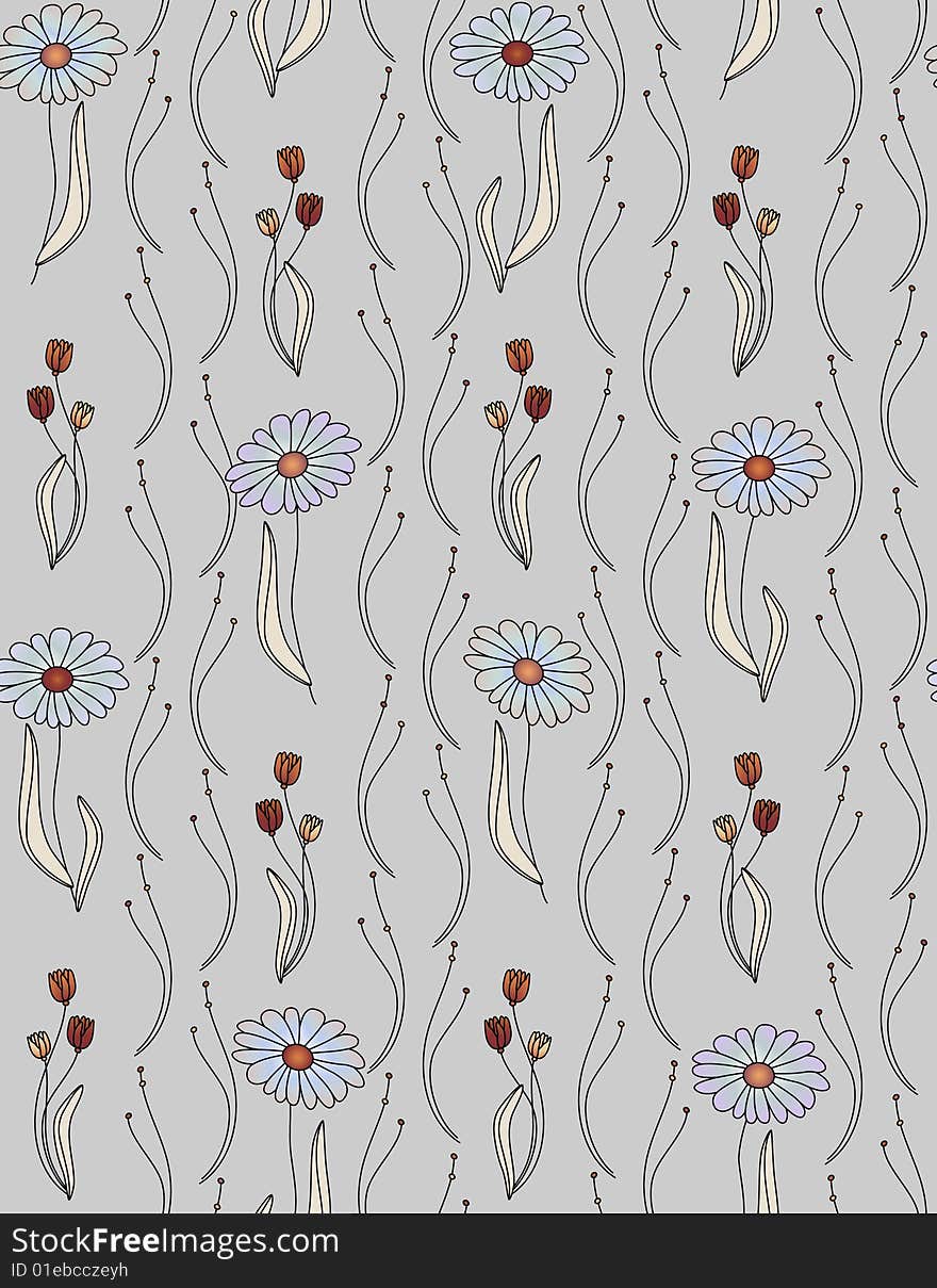 Vector seamless pattern with tulips. Vector seamless pattern with tulips