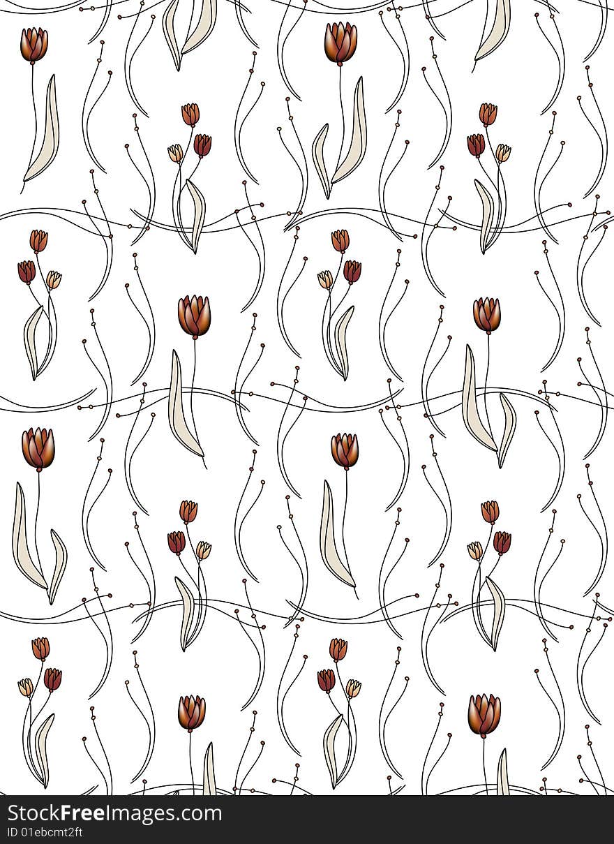 Vector seamless pattern with tulips. Vector seamless pattern with tulips