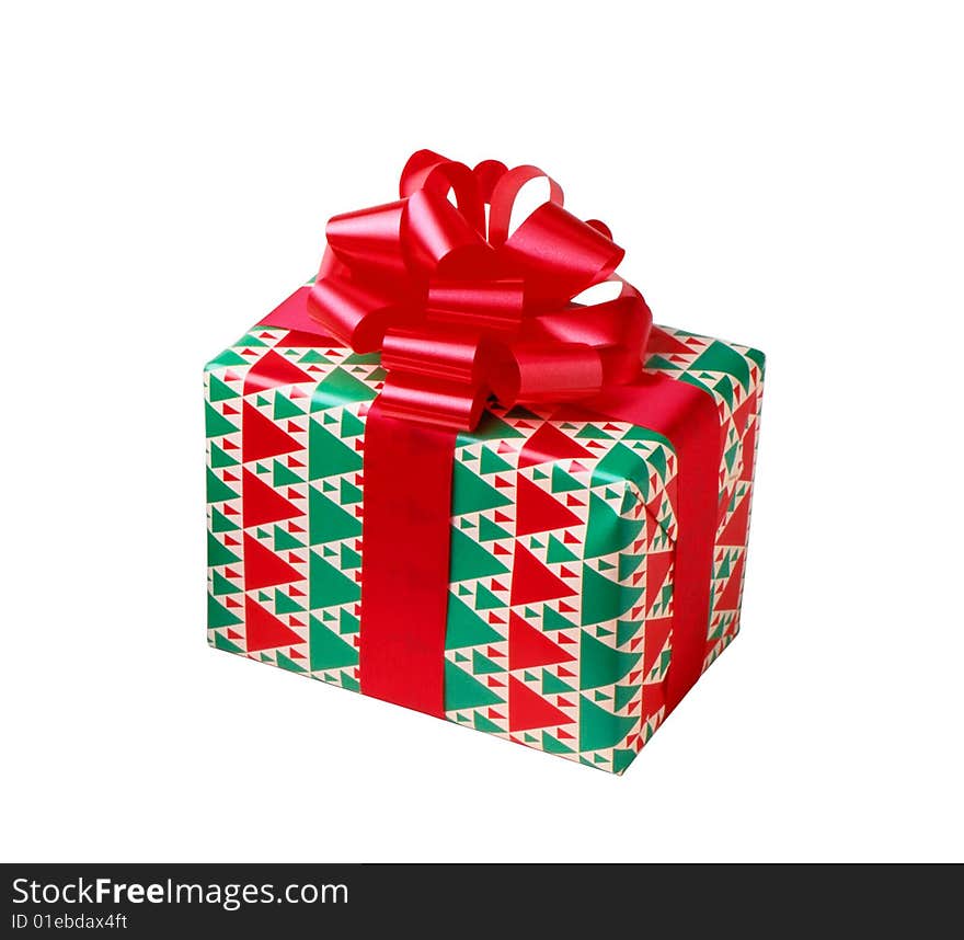 Gift box close up, isolated over white