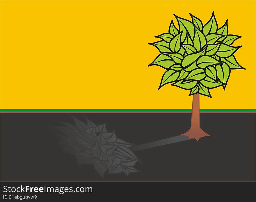 Illustration of tree with colored background. Illustration of tree with colored background.