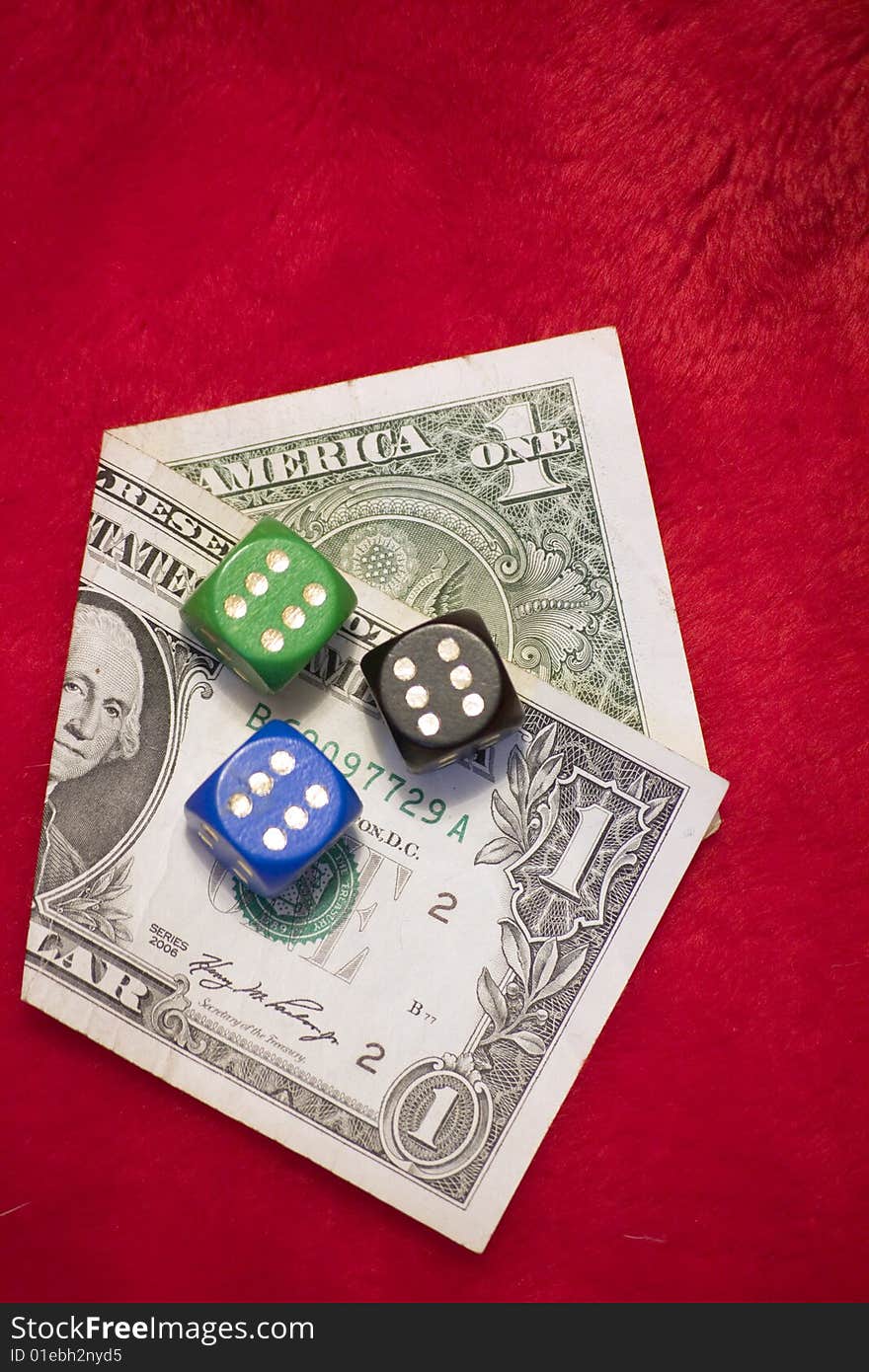 Money and playing dice for gambling