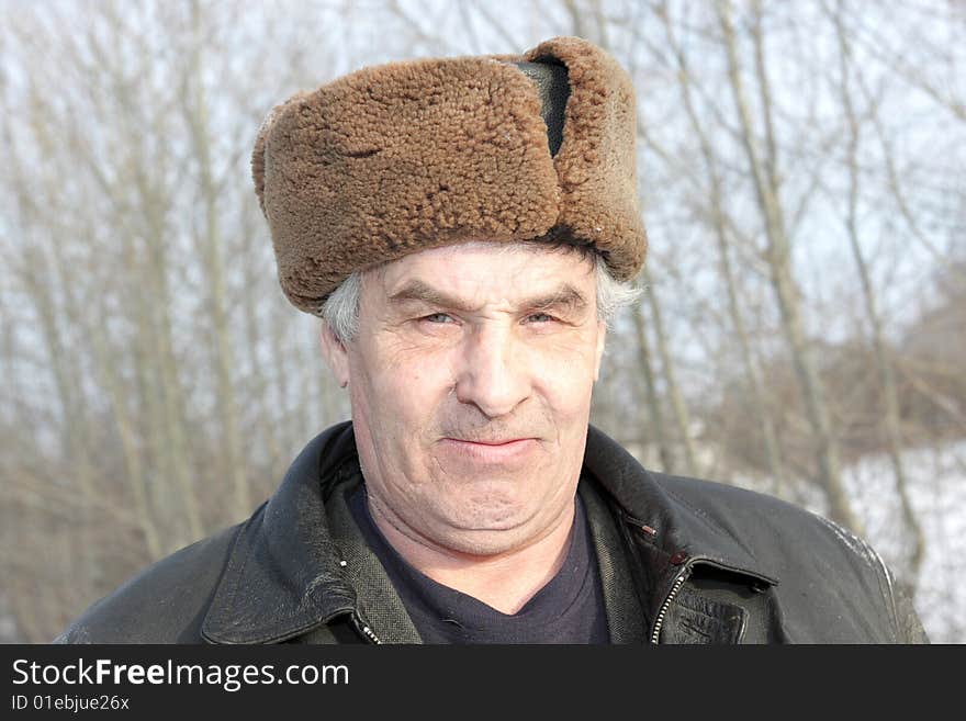 Portrait of a mature man in winter. Portrait of a mature man in winter