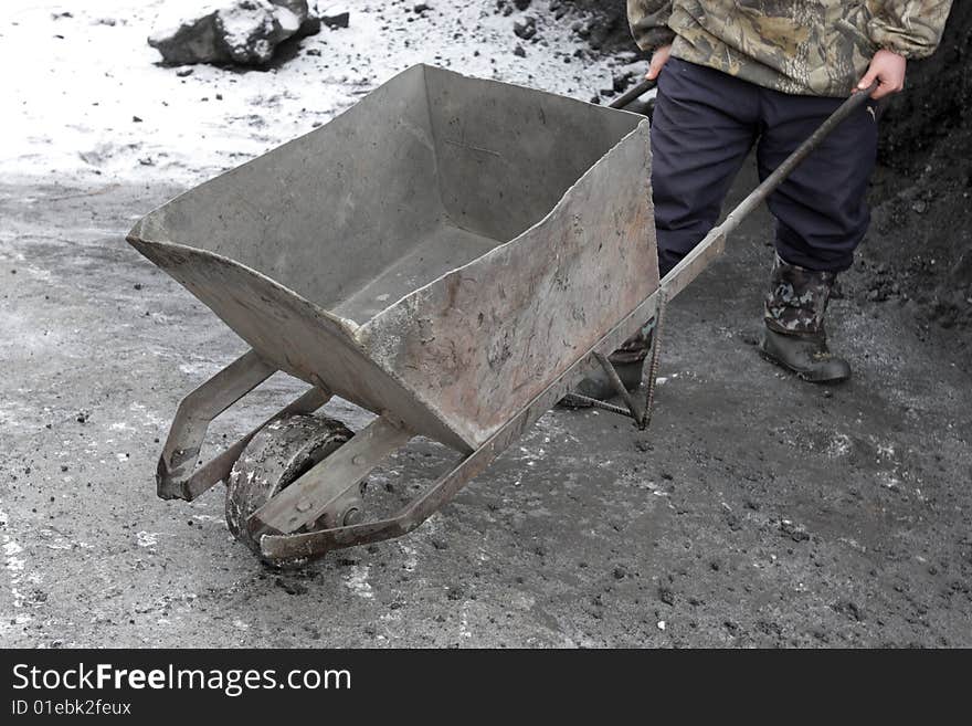 The wheelbarrow for transportation a bituminous coal