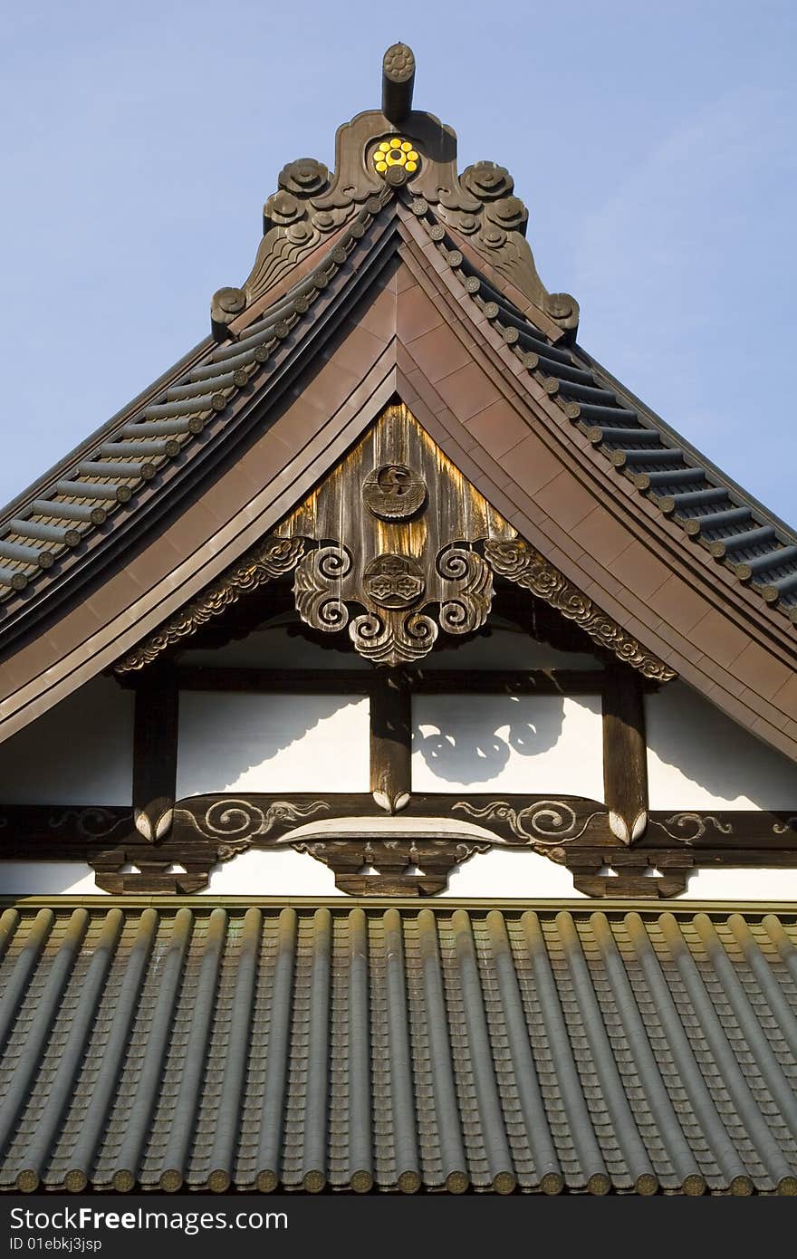 Details of a Japanese Buddhist temple roof