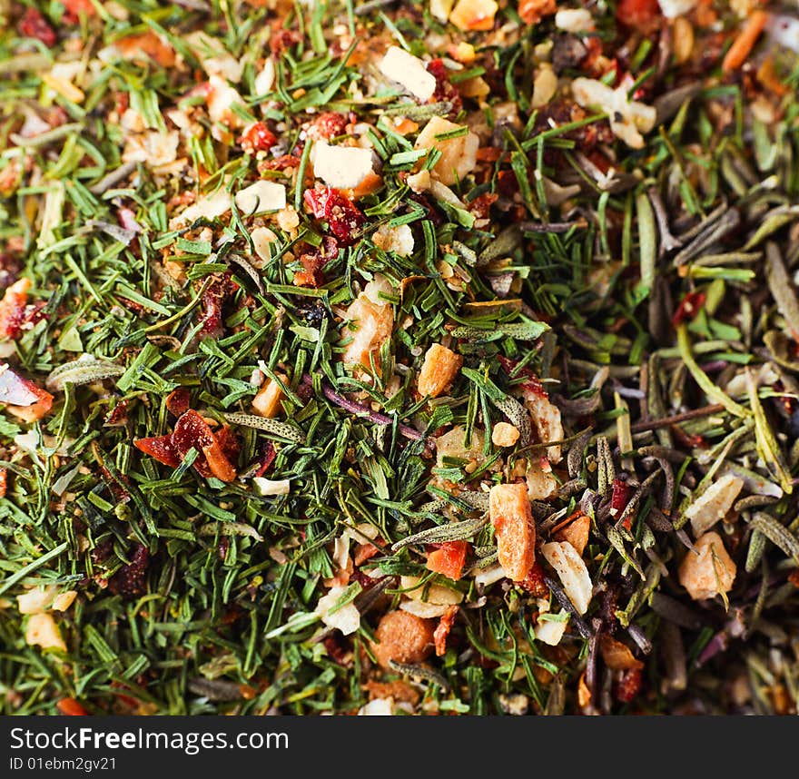 Mixed spices close-up shot