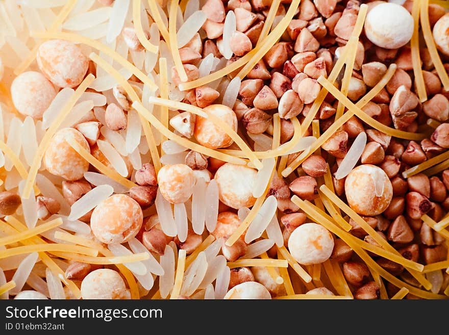 Various cereals close-up shot