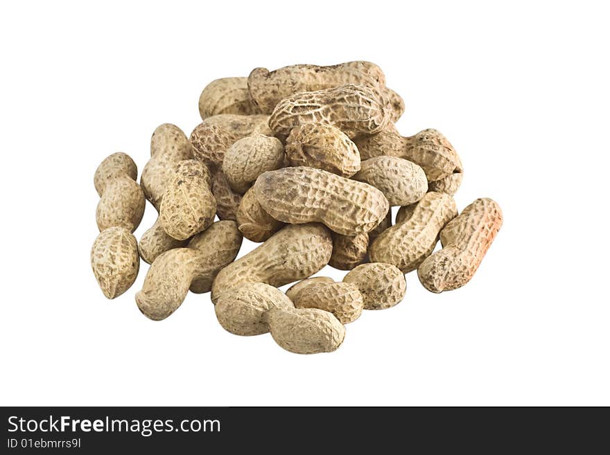 Peanuts on white background