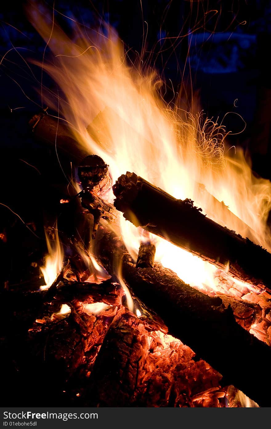 Campfire on the black background