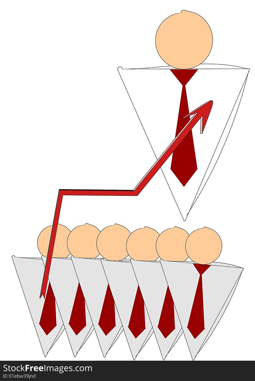 Business team and leader. Success. Cartoon illustration. Business team and leader. Success. Cartoon illustration.