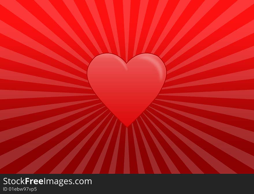 The image with red heart like a valentine's card