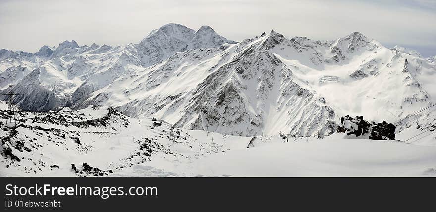 Main Caucasus ridge at winter. Main Caucasus ridge at winter