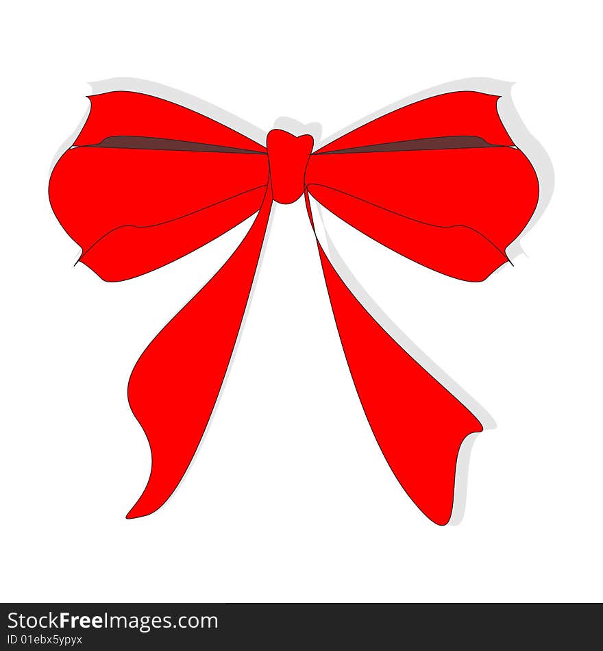 Red bow for the decoration of gift, placard, postals etc. It is isolated on a white background. Red bow for the decoration of gift, placard, postals etc. It is isolated on a white background.