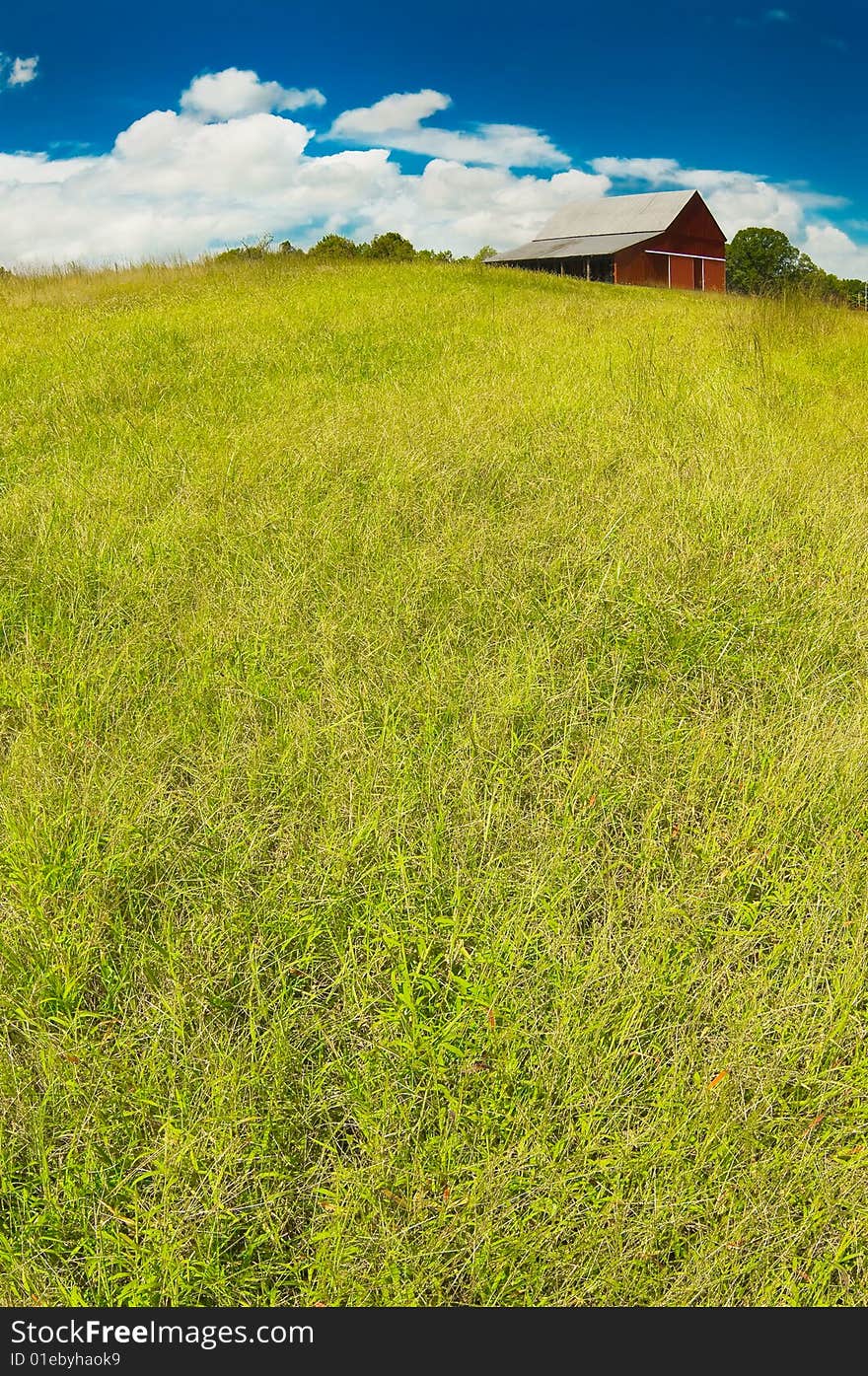 A red Bar in a farm. A red Bar in a farm