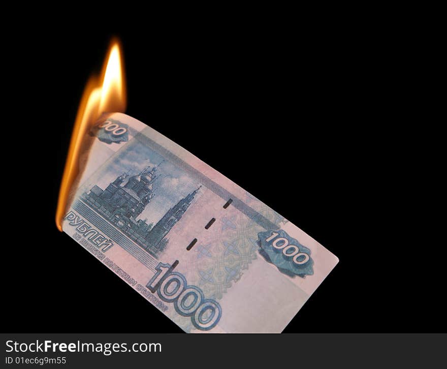 Burning thousand rubles on black