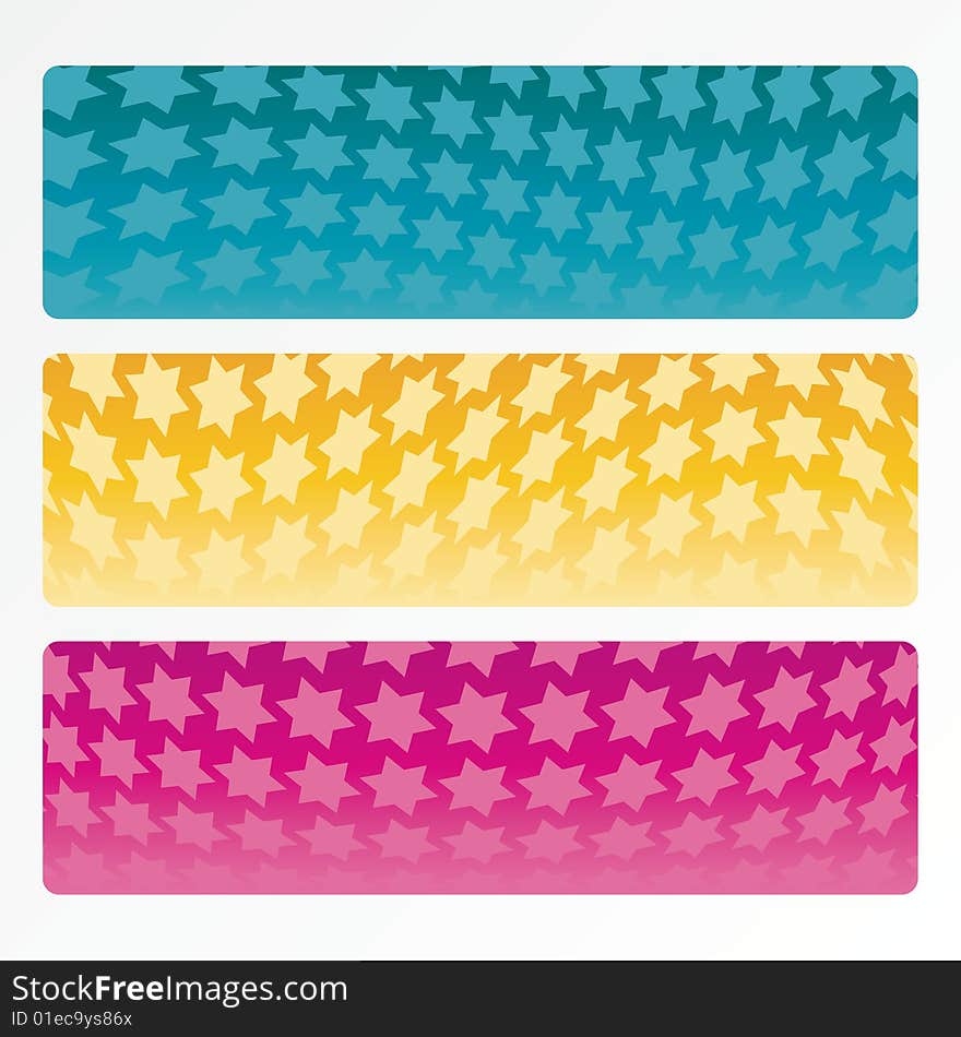 Set of colorful vector star banners