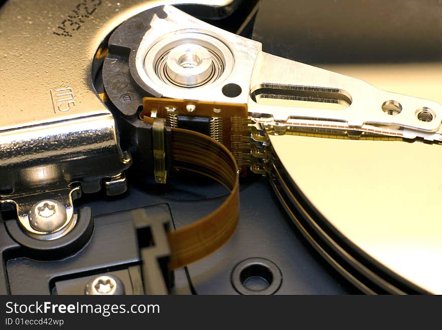 Detail of a computer hard drive. Detail of a computer hard drive