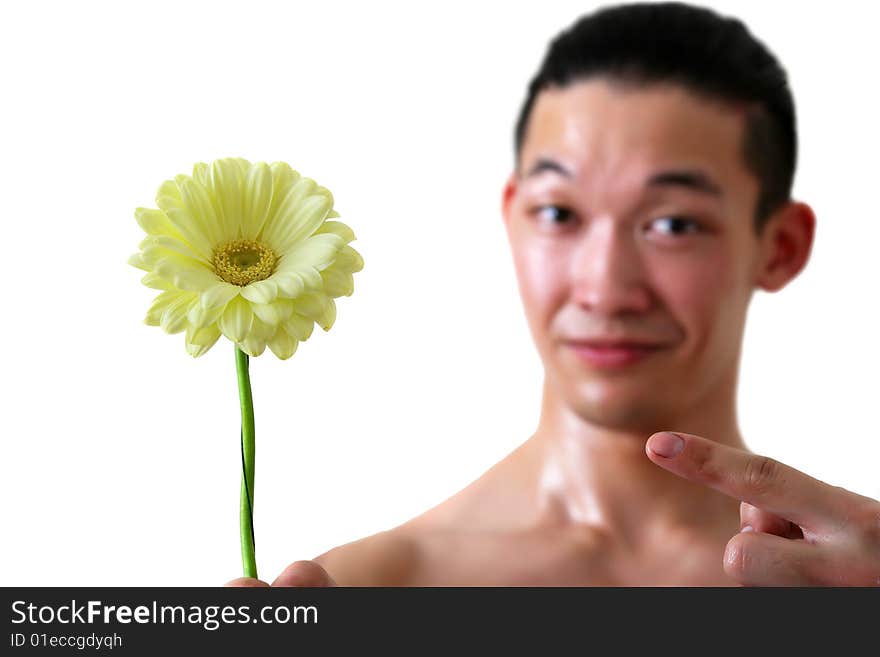 Sunburnt man with a flower in a hand. Look other photos of this series:. Sunburnt man with a flower in a hand. Look other photos of this series: