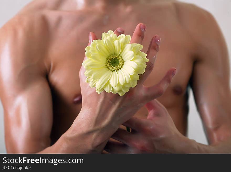 Sunburnt man with a flower in a hand. Look other photos of this series:. Sunburnt man with a flower in a hand. Look other photos of this series: