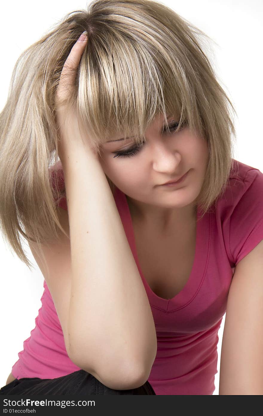 Image of emo girl in pink on a white background