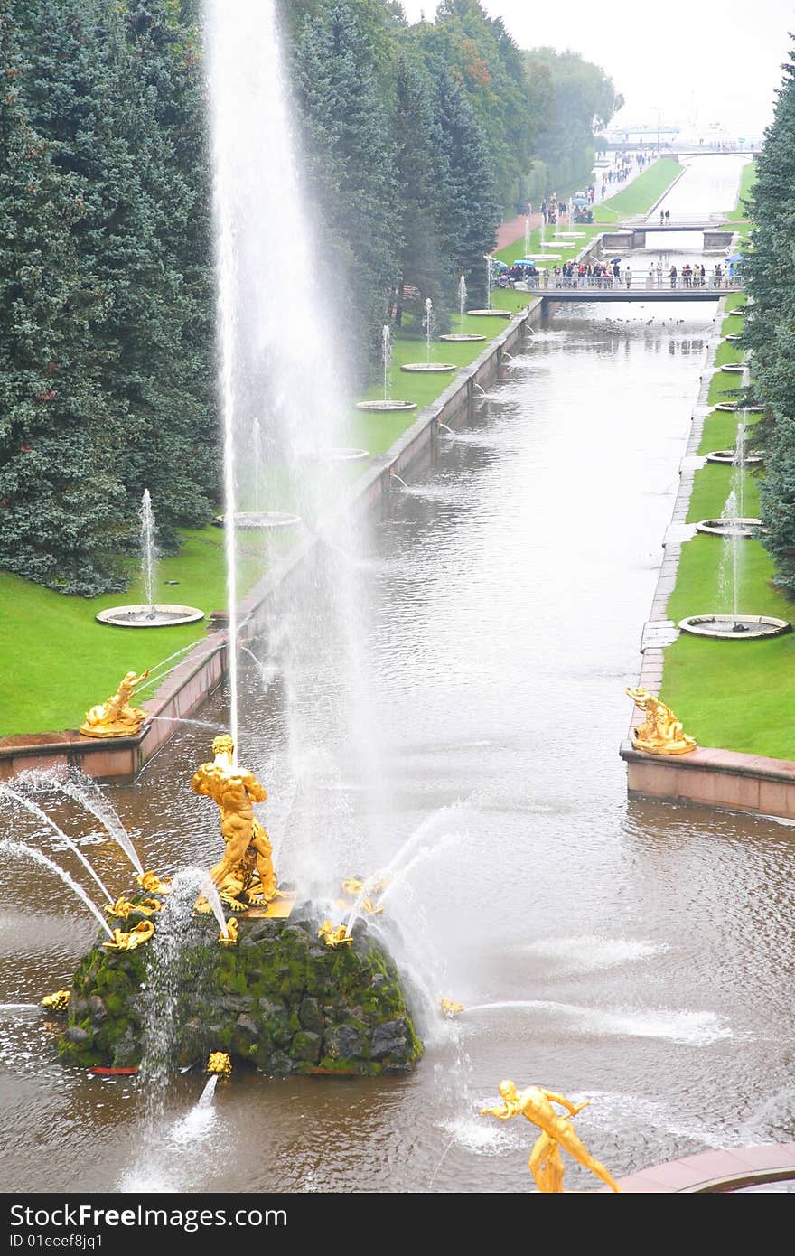 Channel with fountain in Peterhof