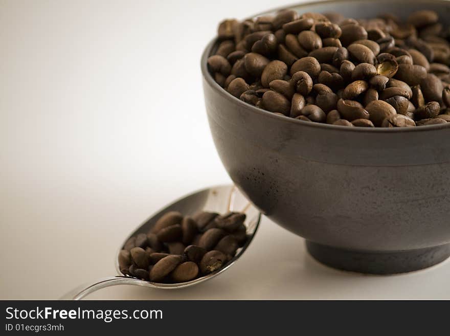 Coffee in bowl with spoon