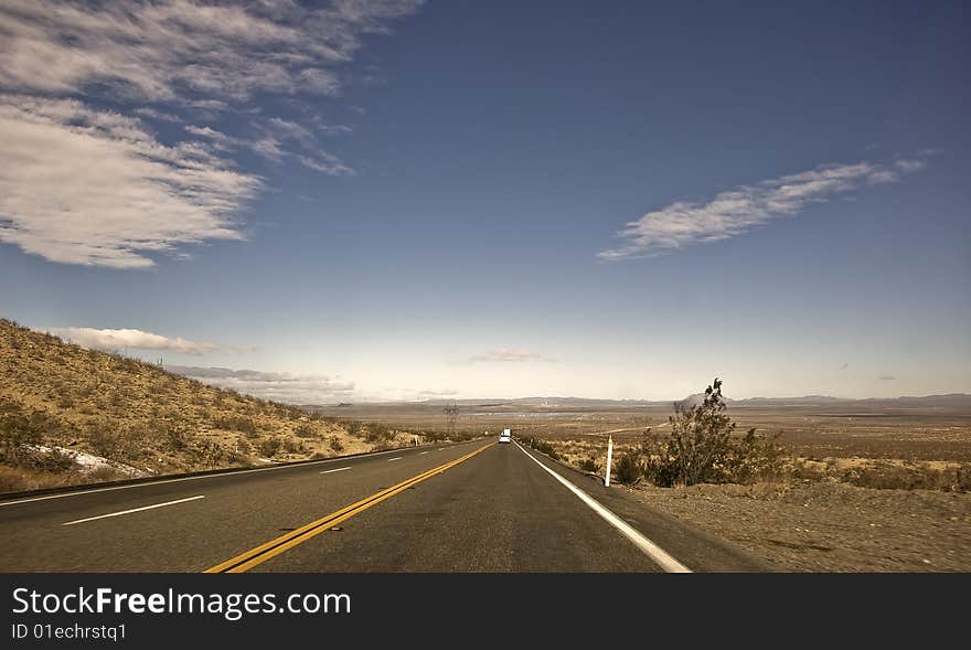 This is a picture of a Mojave desert highway.