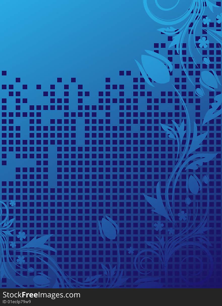 Blue floral background with place for your text