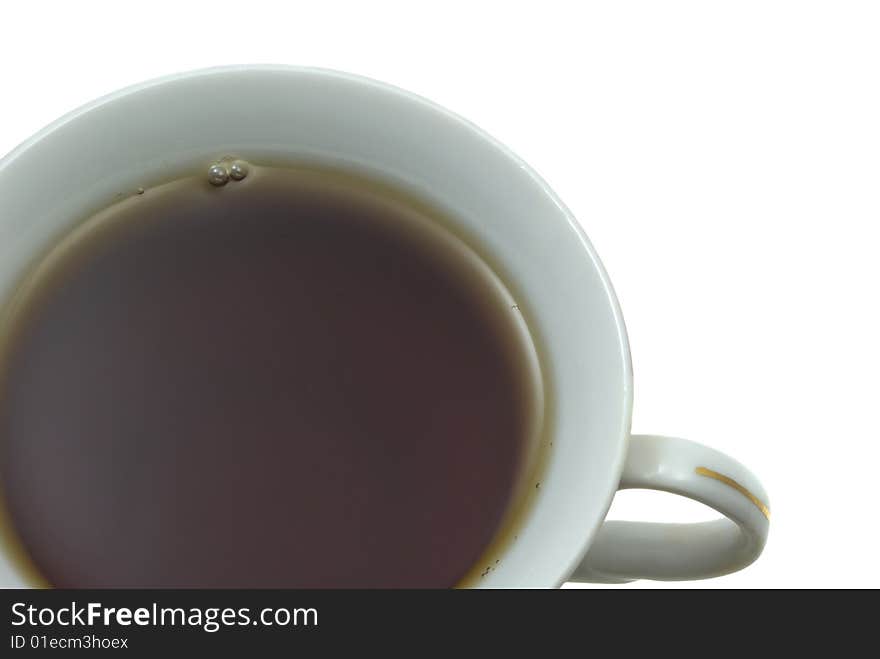 Close up cup of black tea isolated on a white backgrounds. Close up cup of black tea isolated on a white backgrounds