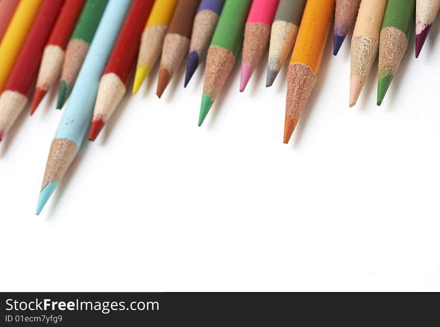 A macro picture of colored pencils