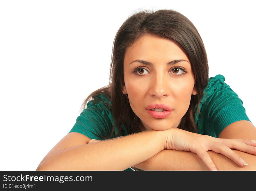 Woman with head  on hands