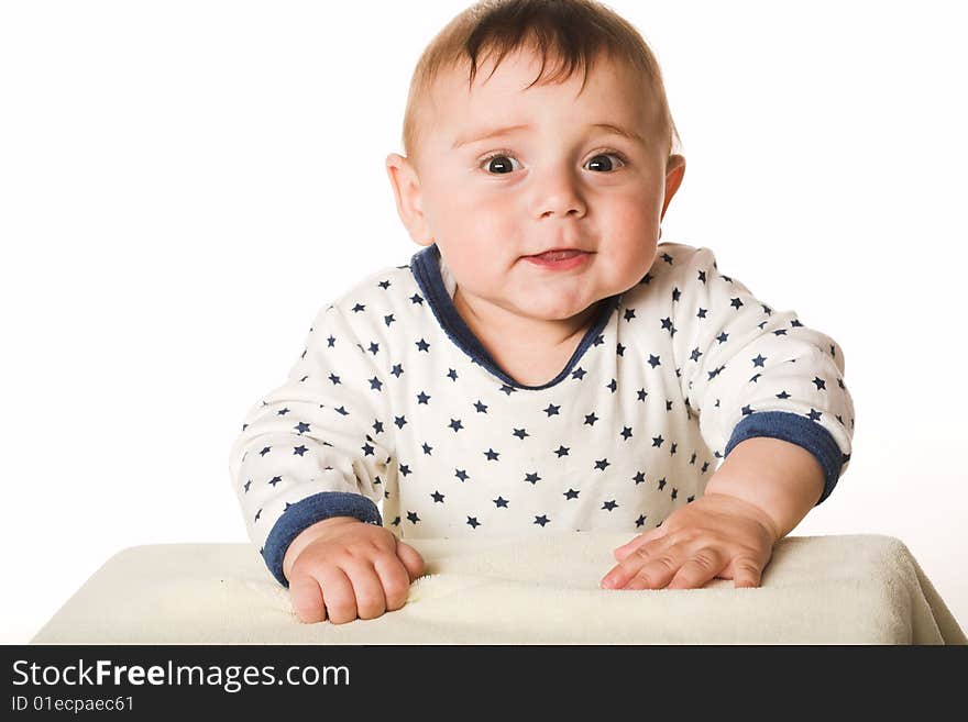 Close-up studio portrait of a cute child