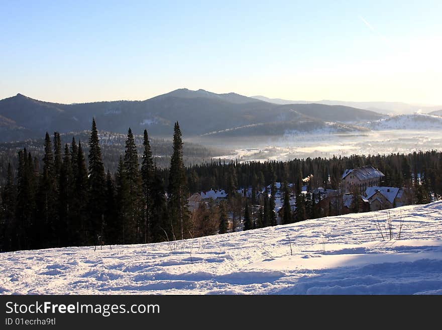 Mountain-skier resort.