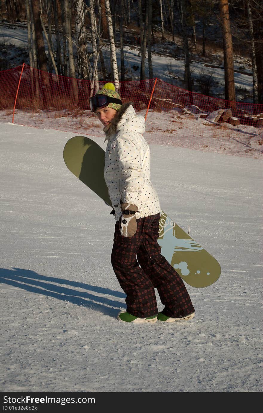 Woman With Snowboard