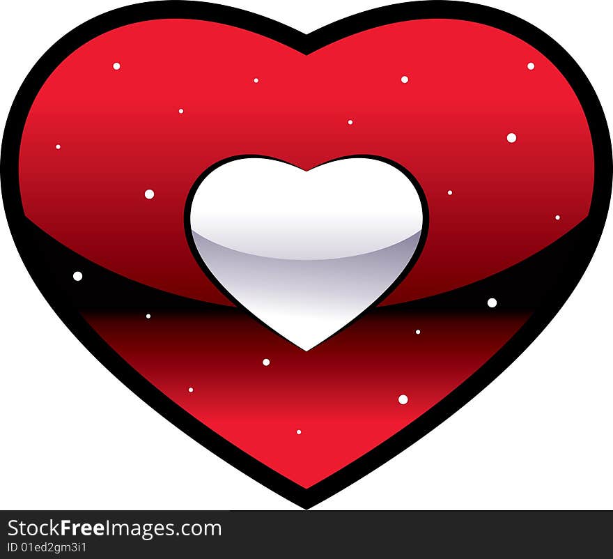 Red decorative heart on a white background. Red decorative heart on a white background