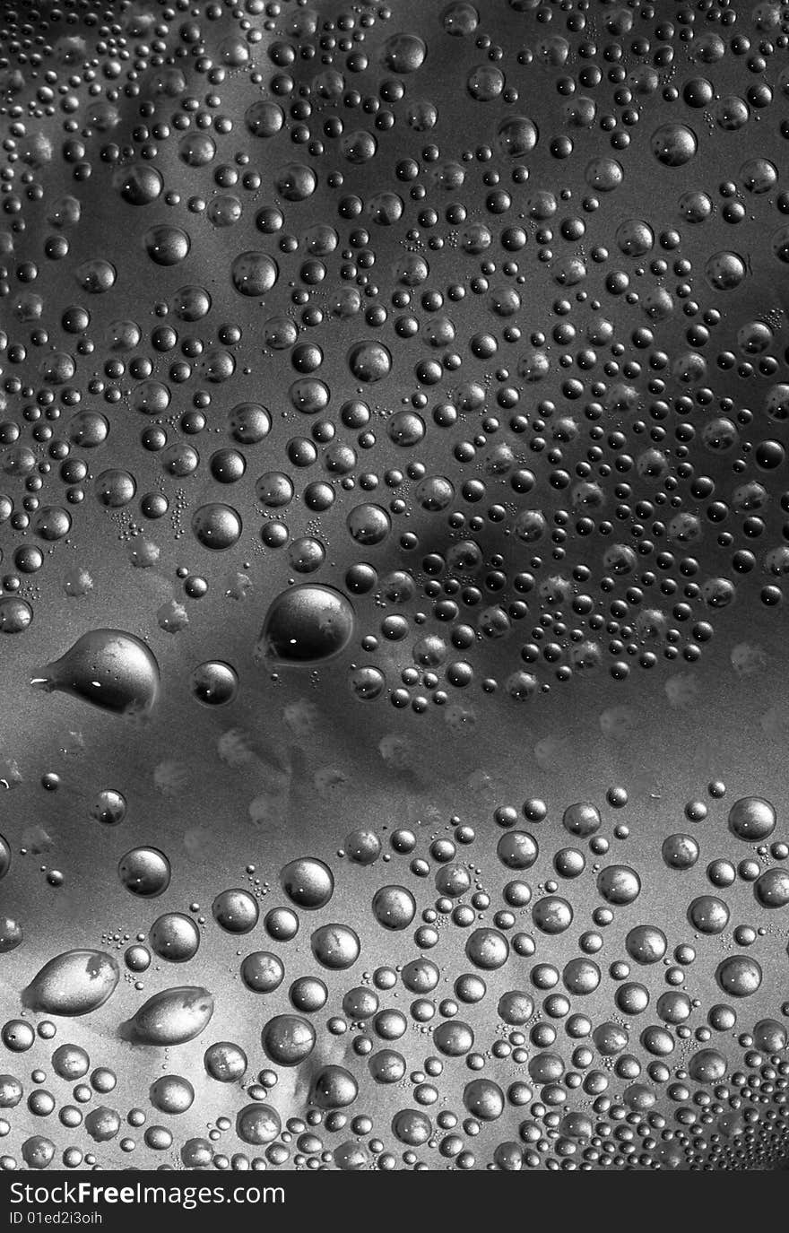 Waterdrops on metallic surface