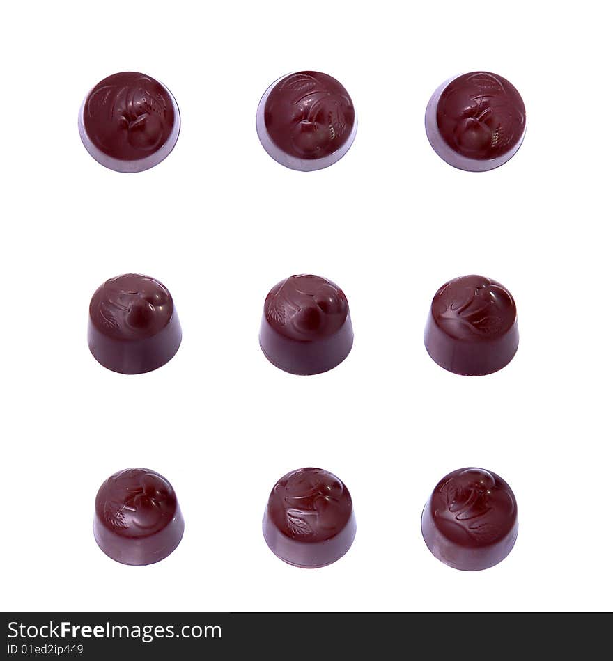 Chocolates isolated on white background. Chocolates isolated on white background