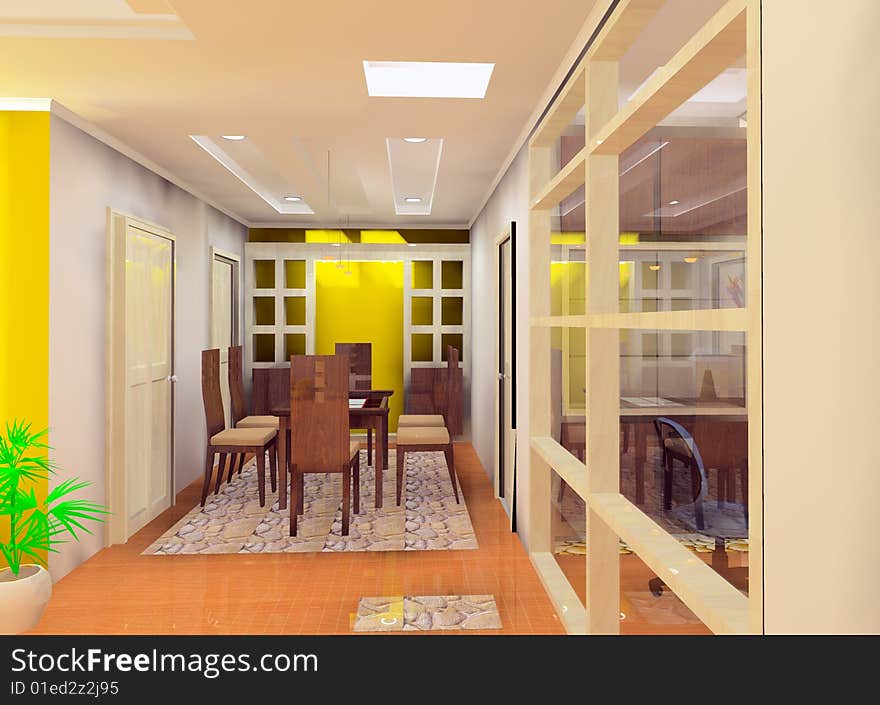 A kind of interior design plan (dining room). A kind of interior design plan (dining room)