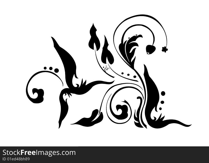 Vector illustraition of retro abstract floral swirl element. Vector illustraition of retro abstract floral swirl element