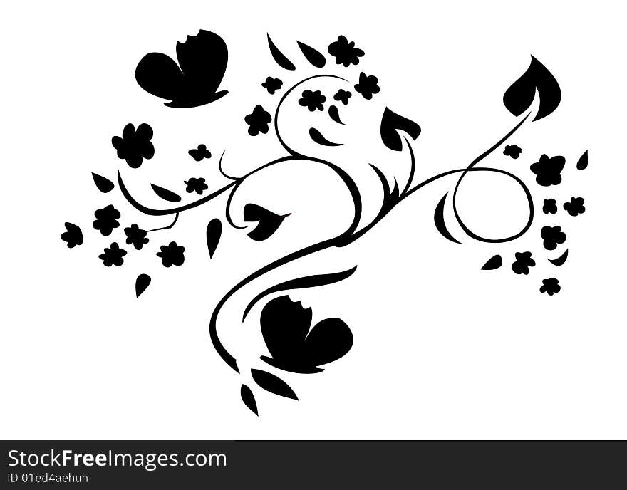 Vector illustraition of retro abstract floral swirl element. Vector illustraition of retro abstract floral swirl element