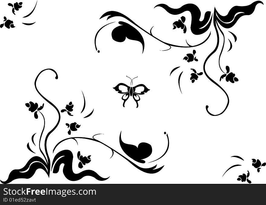 Vector illustraition of retro abstract floral swirl element. Vector illustraition of retro abstract floral swirl element