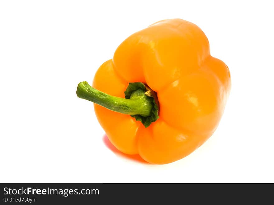 Pepper with a green pod on a white background