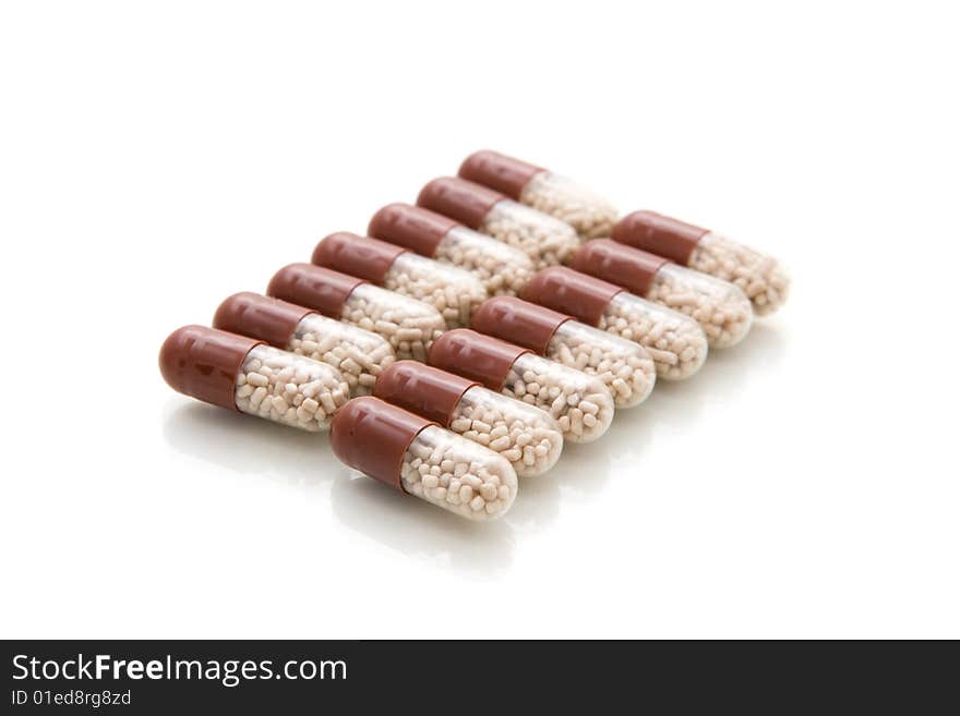 Pills on a white background