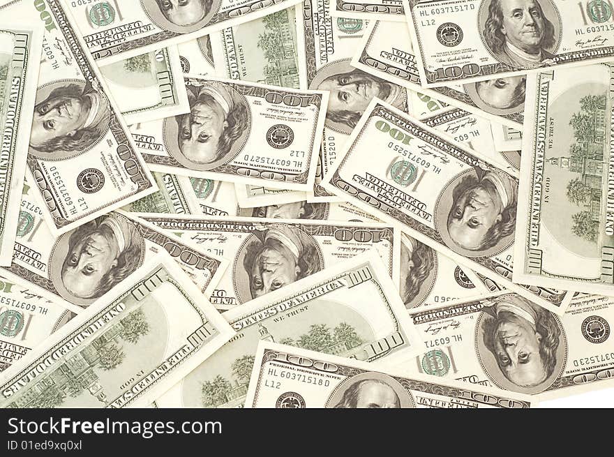 Texture of many Dollars on white background