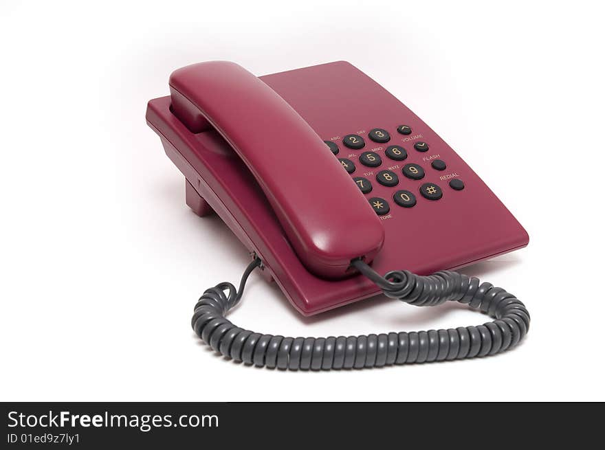 Colorful red phone on white background