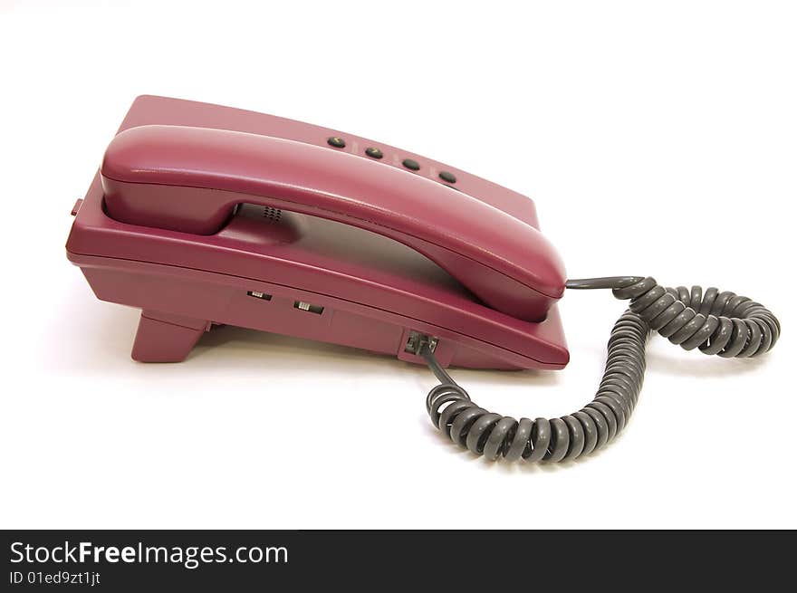 Big office red phone isolated on white background. Big office red phone isolated on white background