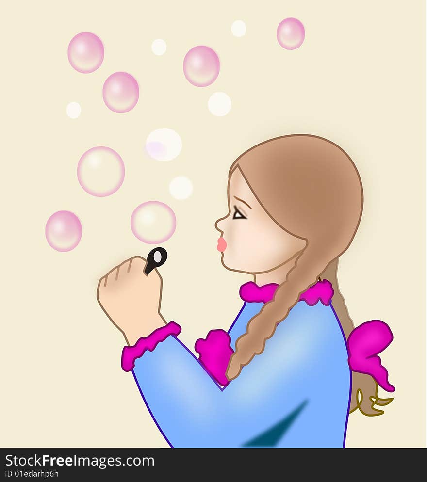 A little girl blowing soap bubbles. A little girl blowing soap bubbles.