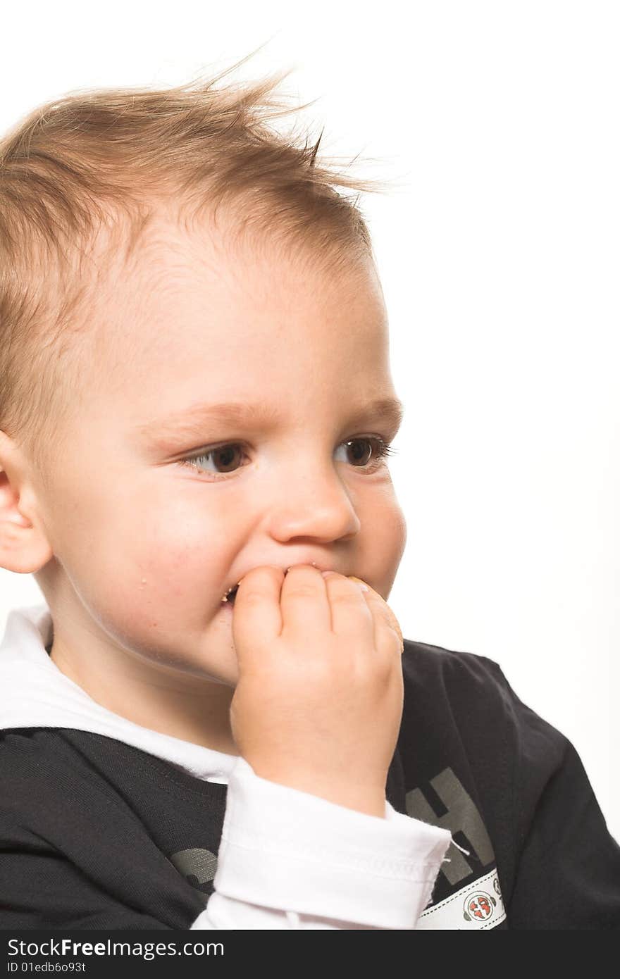 Little baby boy on white background. Little baby boy on white background