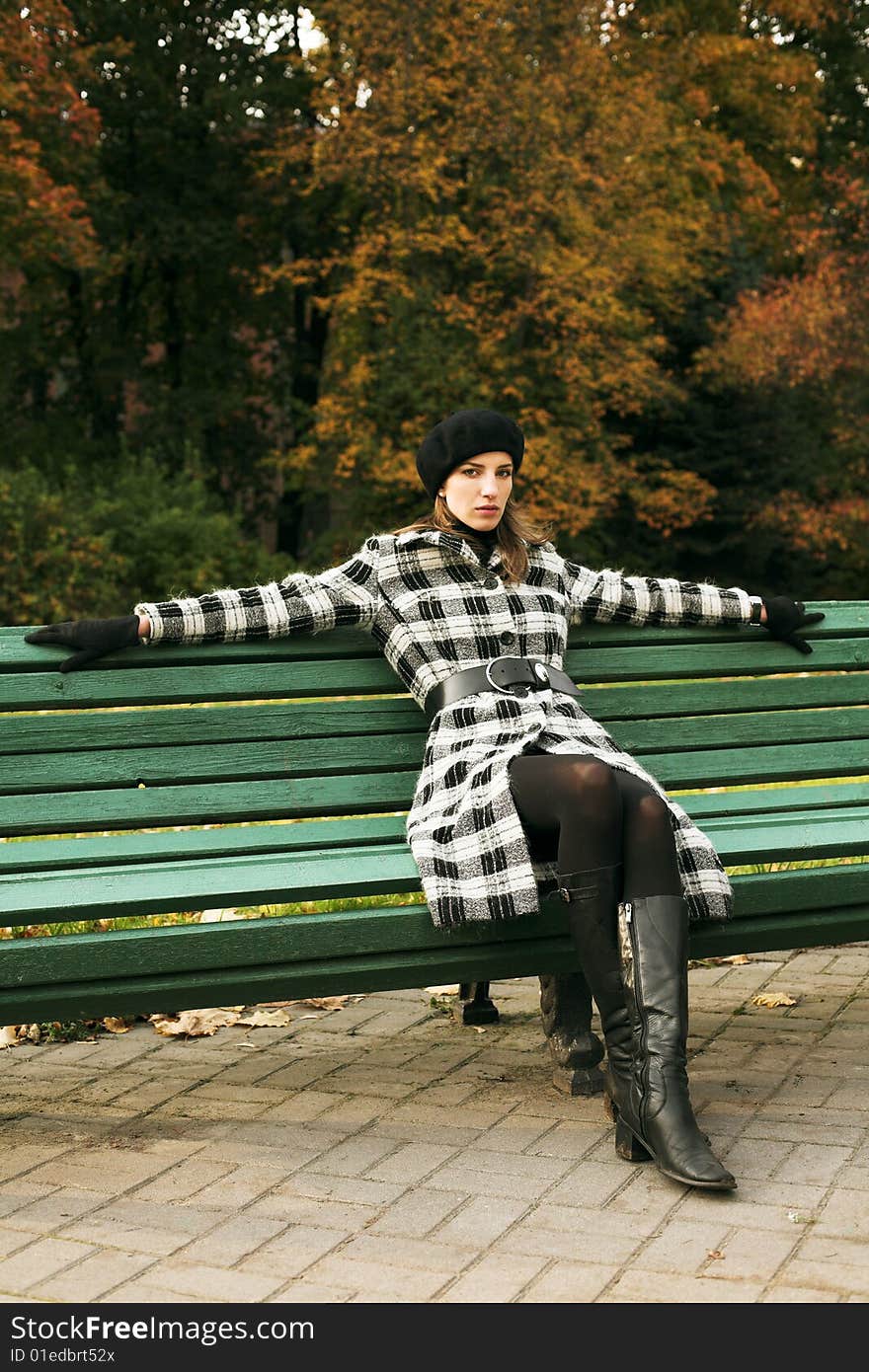 Young Woman In Autumnal Park